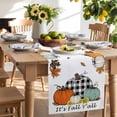 thumbnail image 2 of Table Runner 108 Inches Long for Kitchen Dining, Orange Pumpkins Fall Dresser Scarf Farmhouse, Dining Table Decorations for Wedding/Parties, Thanksgiving Botanical Maple Leaves 13 x 108 In, 2 of 9