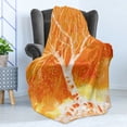 thumbnail image 4 of Fall Tree Soft Flannel Fleece Throw Blanket, Murky Original Hand Drawn Painting with Birches and Rain Drops Hazy Color Habitat, Cozy Plush for Indoor and Outdoor Use, 70" x 90", Orange, by Ambesonne, 4 of 5