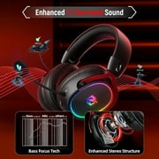 Ozeino Wireless Gaming Headset, 7.1 Surround Sound, 2.4GHz Wireless Gaming Headphones with Detachable Noise-Canceling Mic for PS5, PS4, PC, Laptop