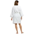 thumbnail image 2 of Fishers Finery Women's Short Cotton Terry Kimono Bathrobe with Pockets (White, M), 2 of 6