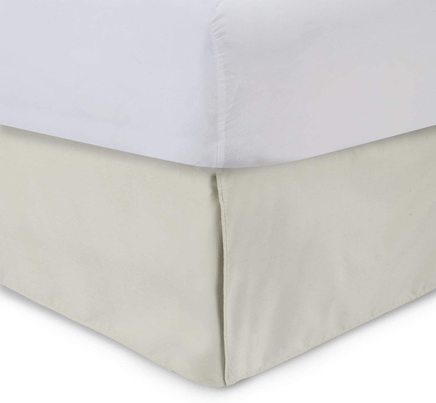 Tailored Bed Skirt 18 inch Drop, Bone, Twin XL Bedskirt with Split Corners (Available in 16