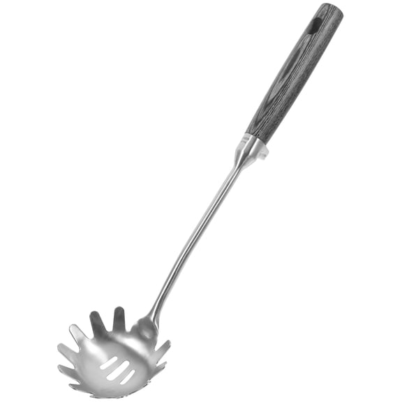 COMPUKAS Pasta Serving Utensils Spaghetti Spoon Stainless Steel With Multi Color Wood Handle 1Pack