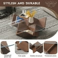 thumbnail image 5 of [Luckynote]The Round Coffee Table with Glass Top and Geometric Abstract Art Deco Base Storage Shelves, Walnut, 35.4, 5 of 8