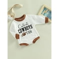 thumbnail image 3 of Franhais Baby Girls Autumn Romper Long Sleeve O Neck Letter and Rugby Print Contrast Color Romper, 3 of 8