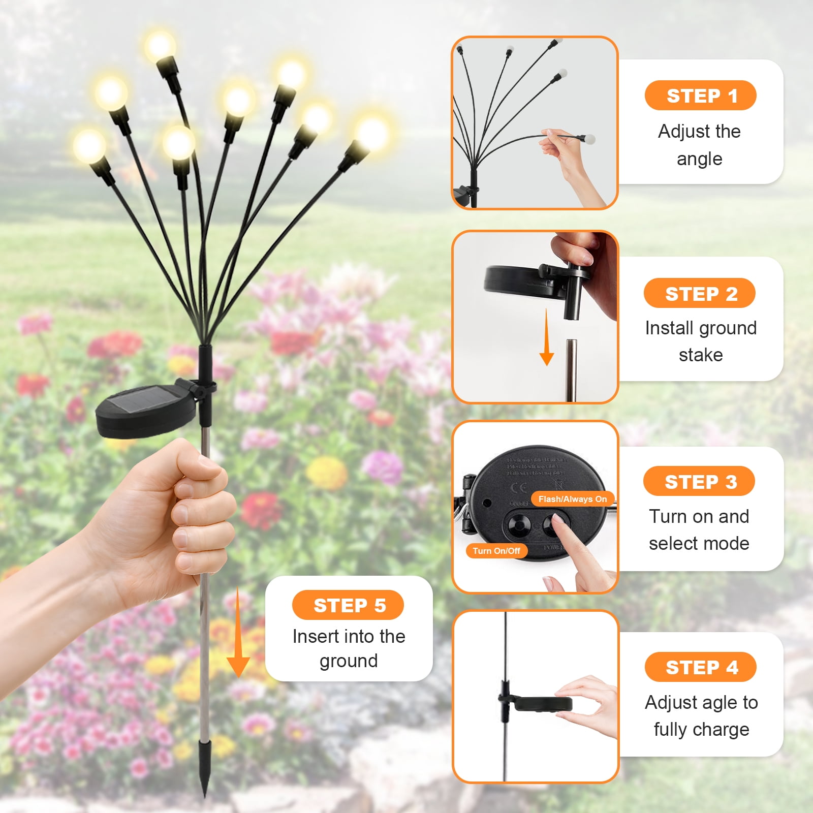TopZoo Solar Garden Lights Outdoor Decorative, 12 Pack Swaying Firefly Lights, Garden Stake Lights for Pathway, Outside Yard, Patio, Party, Planter, Christmas Decoration, 96 LED Waterproof Warm White