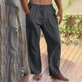 thumbnail image 5 of Ahabrexf Linen Trousers for Men, Solid Color, Casual, Pants, Khaki 98% Linen 2% Spandex, 5 of 9