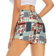 thumbnail image 4 of Picia Patchwork In Country Style Pattern Women's 2 in 1 Athletic Running Shorts High Waisted Workout Casual Gym Sweat Shorts with Comfy Liner Zipper Pockets-Small, 4 of 9