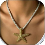 Starfish Necklace for Women Gold Shell Pendant Necklaces Seashell Charm Necklace Boho Puka Shell Summer Beach Surfer Jewelry Outfits Accessories