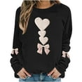 thumbnail image 4 of Sweatshirts for Womens Valentine's Love Heart Bow Printed Shirts Long Sleeve Round Neck Blouses Valentine's Day Sweater Pullover Tops Plus Size, 4 of 5