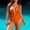 Orange, variant on Ynynloco Women's Sexy One Piece Swimsuit Halter Backless Ruched Tummy Control Bathing Suit Plunge Color Block Swimwear