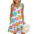 thumbnail image 5 of AWZXDE Easter Floral Print Girls Sleeveless Dress For Casual Play And Party Celebration Outfit Multicolour,11-12 Years, 5 of 8