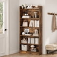 thumbnail image 3 of Yaheetech 6-Tier Modern Open Shelf Bookcase with Top Open Compartment & Anti-Toppling Device, Rustic Brown, 3 of 10
