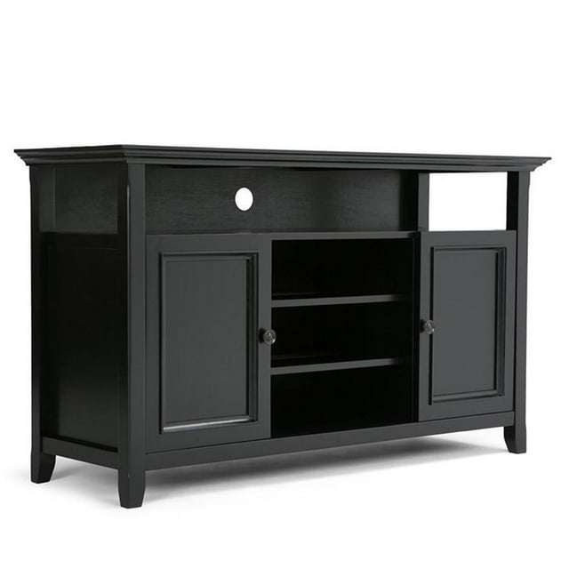 Pemberly Row Meuble Télé Contemporain en Bois de 54 Pouces en Noir Riche Finsih