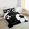 thumbnail image 3 of Manfei Soccer Ball Game 3-Piece Full Size Comforter Sets for Children Teens Boys,Sport Theme Bedding Comforter Set,Black White Lightweight Bedding Sets,Ultra Soft Home Decor,Reversible, 3 of 8