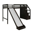 thumbnail image 6 of SESSLIFE Twin Loft Bed with Slide and 3 Drawers, Wood Storage Loft Bed Frame with Staircase, Espresso, 6 of 10
