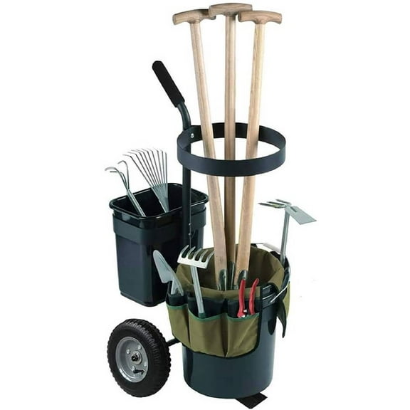 Yeeoy Garden Lawn Yard Wheeled Cart Mobile Gardening Rolling Transport Outdoor Organize Storage Gardening Caddy ​with Gallon Bucket Oxford Bag