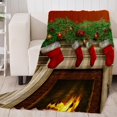 thumbnail image 1 of Tema De Navidad Impreso Suave Manta Sofá Sofá Sofá Throw 130x150,150cmx200cm Para Elección Chimenea 130x150cm Macarena Manta de franela, 1 of 8
