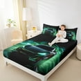 thumbnail image 4 of Manfei Colorful Racing Car Full Size Sheets,Speed Game Bed Sheets,Green Black Vehicle Sheet Sets For Kids,Breathable Home Decor,4-Piece, 4 of 7