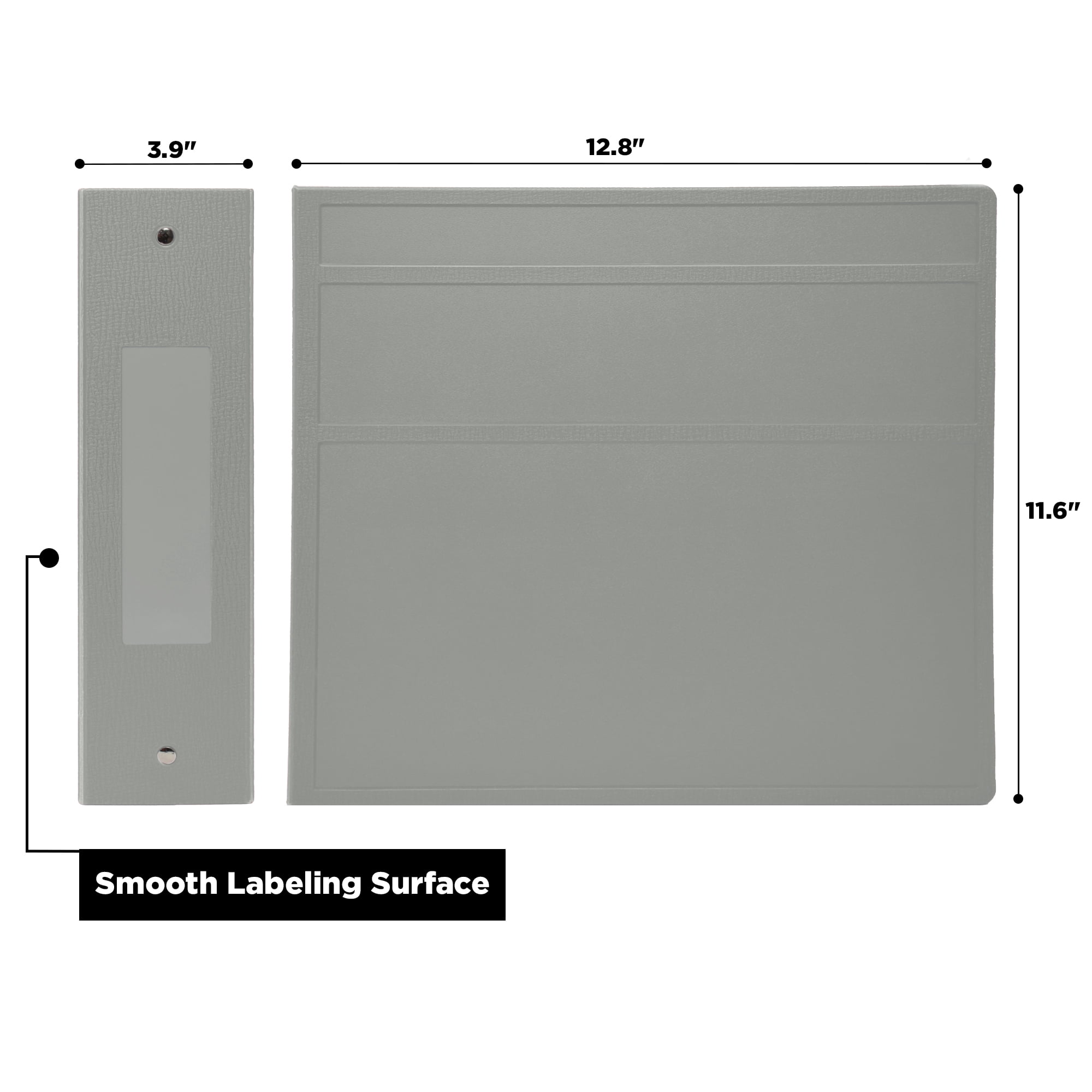 Carstens 4-Inch Heavy Duty 3-Ring Binder - Side Opening, Ash Gray