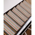 thumbnail image 3 of Geometric Bohemia Stair Treads Non Slip for Steps Stripes Brown Red and Blue 10 Pcs Reusable Adhesive Stair Runner Mats for Dogs Elders Carpet Treads Rugs for Staircase 8x30 In, 3 of 7