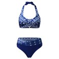 thumbnail image 2 of Gibobby Trajes de Baño Mujer Sujetador deportivo cruzado para mujer, ropa de playa con estampado de flores, conjunto de Bikini de baño con realce, traje (Azul,XL), 2 of 5