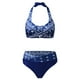 thumbnail image 2 of Gibobby Trajes de Baño Mujer Sujetador deportivo cruzado para mujer, ropa de playa con estampado de flores, conjunto de Bikini de baño con realce, traje (Azul,CH), 2 of 5