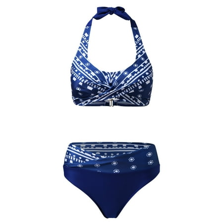 

CFXNMZGR Swimsuit For Women Cross Sport Bra Flower Floral Printed Beach Beachwear Swim Tankini Bandeau Bandage Bikini Set Push-Up Swimwear Bathing Suit Two Pieces Bikini Set Swimsuits