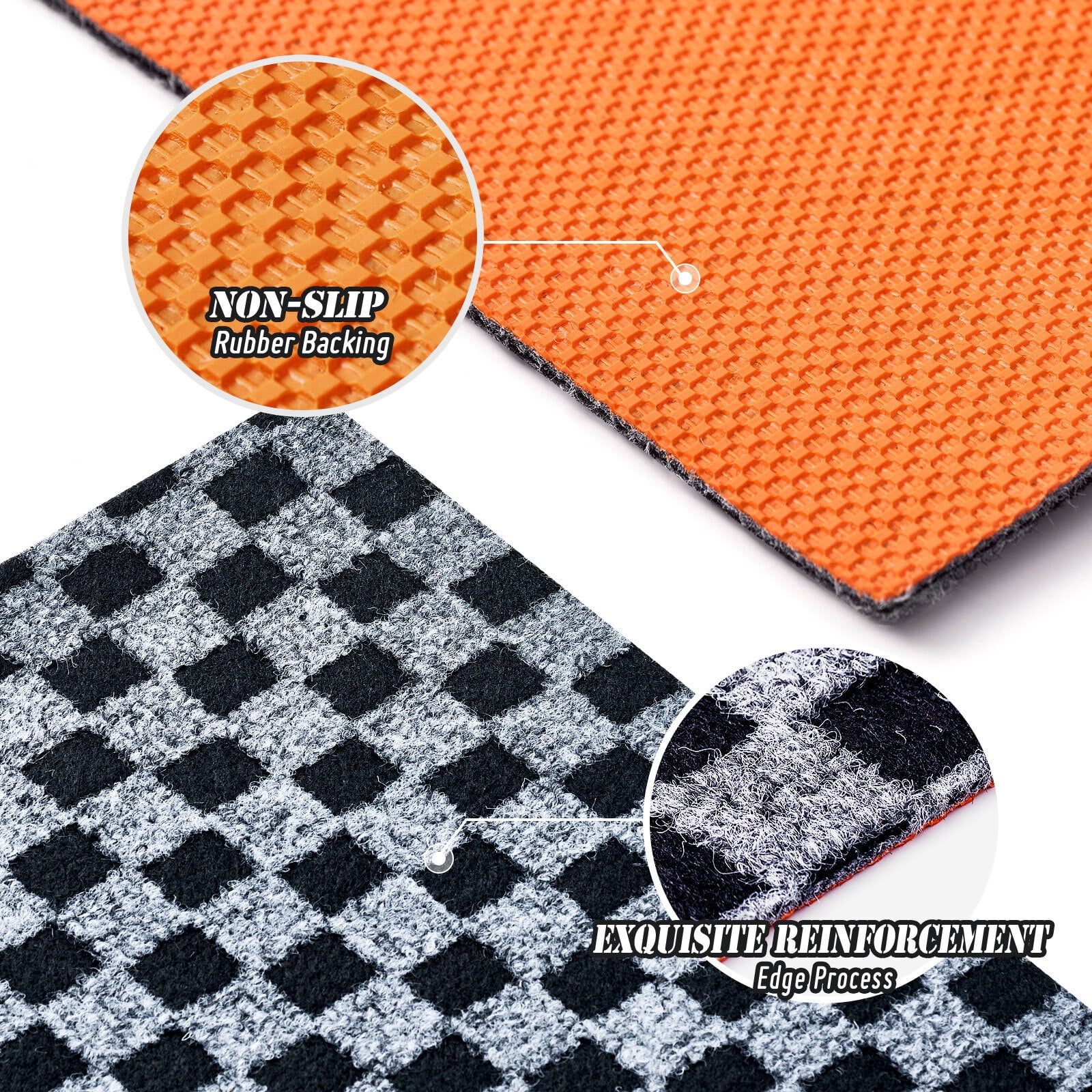 BESTVUE Area Runner Rug Outdoor Non Slips Carpet Runners Indoor Utility Rugs Mat for Kitchen Hallway Entryway Garage with Rubber Backing Gray Plaid 3ft x 8ft