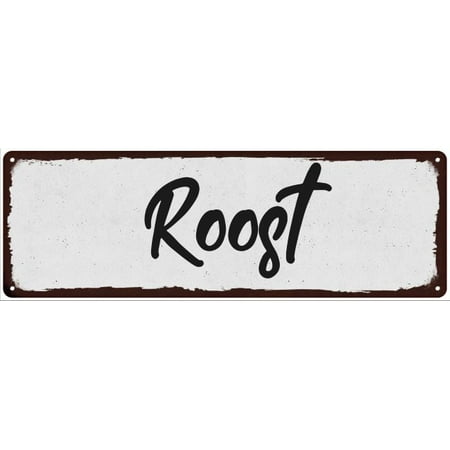 Shabby Decor - Roost Black on White Shabby Chic Metal Sign 6x18 Room Decor 106180049002