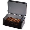 thumbnail image 4 of Acrylic Cigar Humidor Cigar Storage Box, Air Tight Cigar Container, Humidifier, Compartment for Humidity Pack Stores 50-75 Cigars (Black), 4 of 7