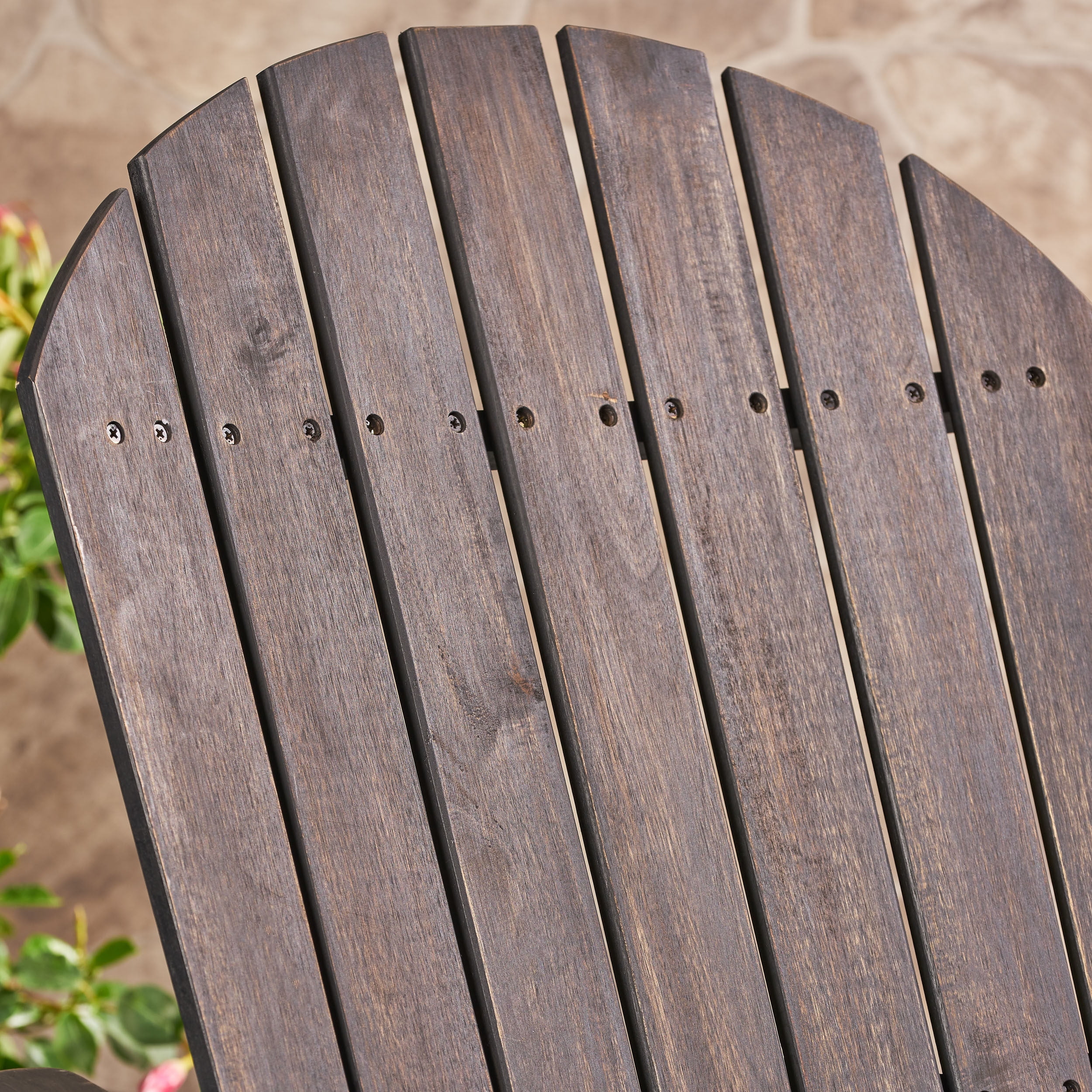 Outdoor Adirondack Rocking Chair with Slatted Back and Acacia Wood, Patio Rocker and Garden Seating for Porch Backyard, Dark Gray