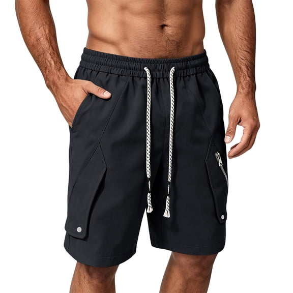 Men's Hiking Cargo Shorts Quick Dry Lightweight Athletic Shorts for Outdoor Fishing Summer with Multi Pockets Black 2XL