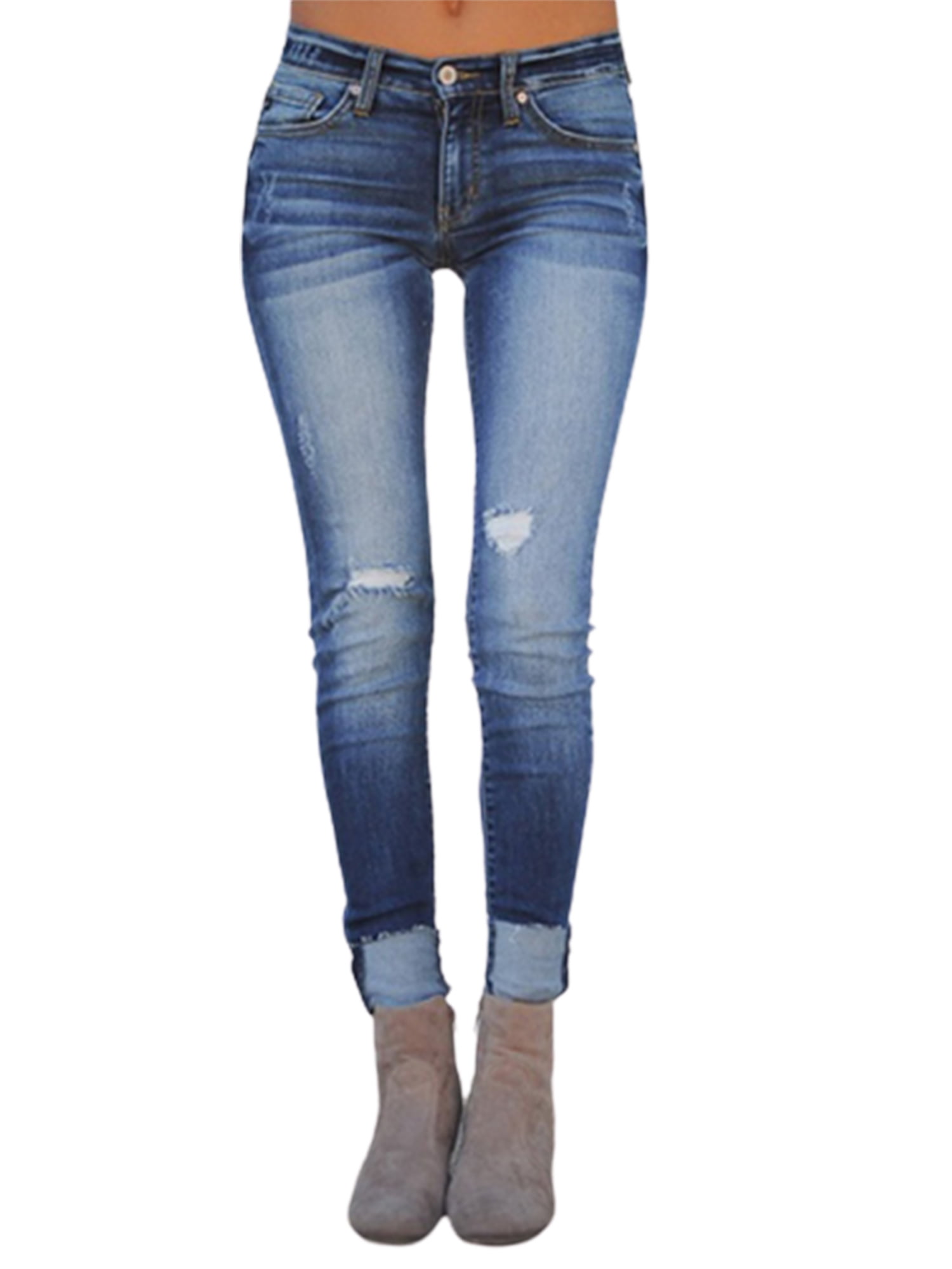 L-5XL Plus Size Women's Stretch Skinny Denim Jeans Slim Jeggings Pants Trousers