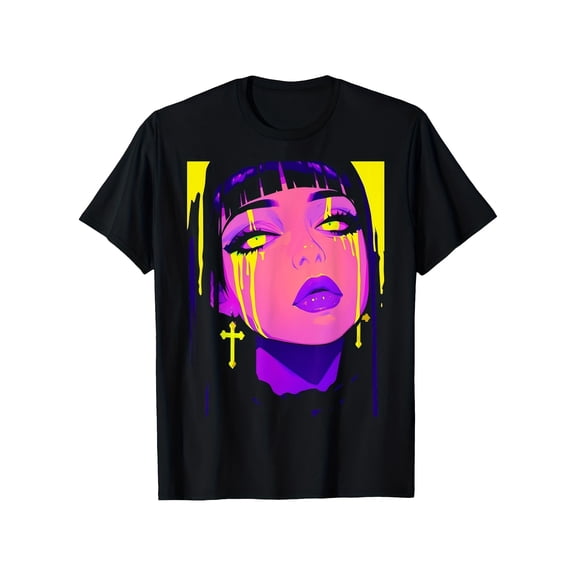 Unisex Aesthetic Neon Anime Girl Graphic T-Shirt