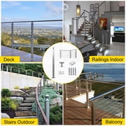 KFFKFF Wire Handrail Post for Deck Stair, 42 x 1.97 x 1.97, Stainless Steel Cable Railing Post with Pre-Drilled Pickets, Includes Mounting Bracket, Silver Stair Railing Kit