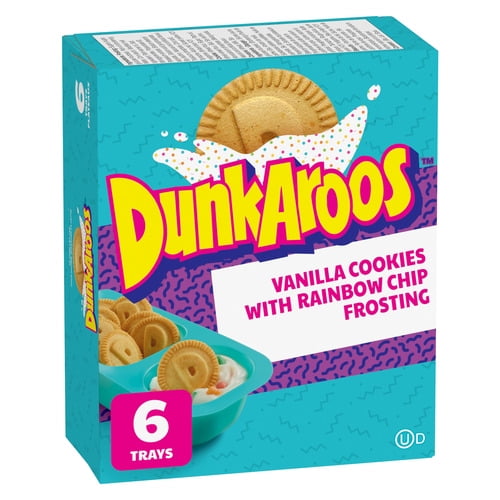 Dunkaroos Vanilla Cookies and Vanilla Frosting with Rainbow Sprinkles, Kids Snacks, 28 g, 6 ct, 168 g
