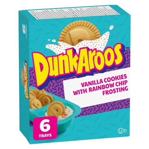 Dunkaroos Biscuits À la Vanille avec Glaçage aux Bonbons Arc-En-Ciel, Collation pour Enfants, 28 g, 6 Plateaux 168 g