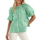 thumbnail image 1 of Blusa PRETTYGARDEN para mujer con lazo en la parte delantera, a rayas, verde, talla L, 1 of 9