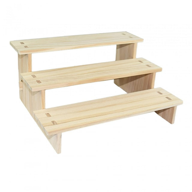 Ruiboury Wood Display Riser Stand Decor Showcase Fixtures for Sculptures Figures Home 5 Layer 40cm Brown 3 Layer 30cm