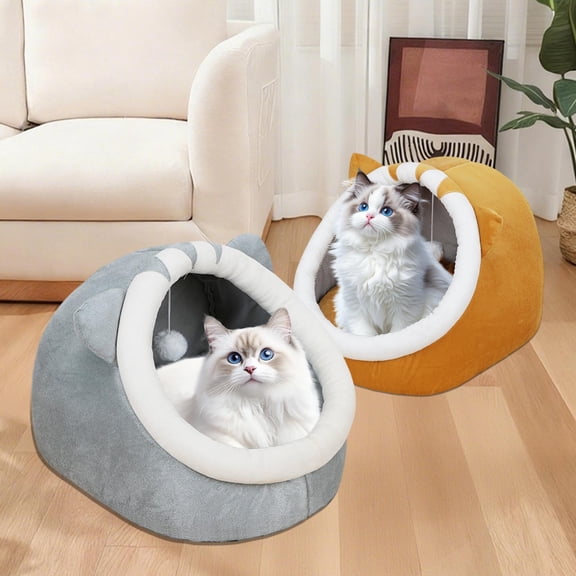 Heated Semi Closed Cat House, Dog Kennel Bed, Removable Washable Litter Mat, Warm Cushion, Modern Design, Small Pets, Indoor Litter Box Alternative, Pet Condo Shelter, Comfortable Pet Sopatenor