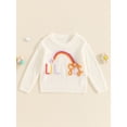 thumbnail image 4 of Aojekbee Toddler Girl Fall Sweater Rainbow Letter Embroidery Long Sleeve Round Neck Chunky Knitwear Pullover, 4 of 10