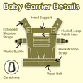 thumbnail image 3 of Baby Carrier, Lumbar Support Infant Carrier (0-36M, 8-33 lbs) with Foldable Headrest Carabiners for Big and Tall Parents, Men, Women (Green), 3 of 6