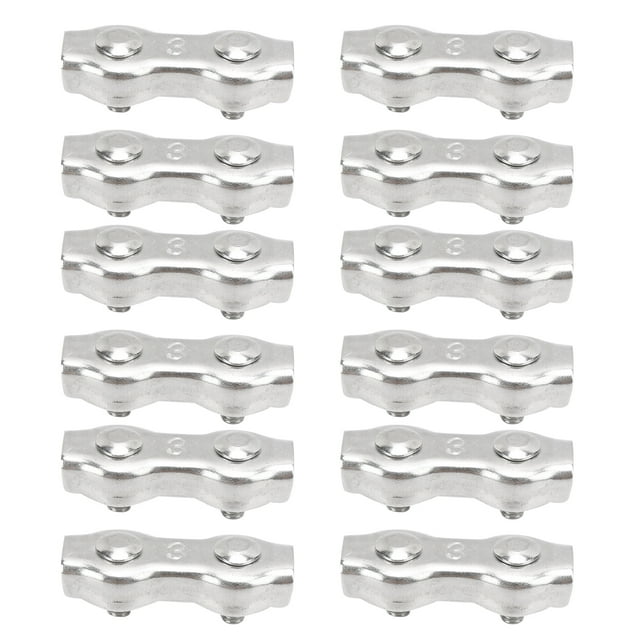 Abrazaderas de cable de acero inoxidable M3, 12 unidades, con doble agarre, para fijar cables.