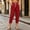A386 Red, variant on Women's Casual Cropped Pants Elastic Waist Drawstring Capris with Pockets Side Button Detail Relaxed Fit Lightweight Trousers for Lounge Summer Beach Walk