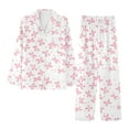 thumbnail image 4 of Audhol Valentines Pjs Women Women's Winter Spring Home Leisure Valentine's Day Bow Love Loose Imitation Color Ding Pajama Sleepy Pants Set Pajamas for Women Set Pink XL, 4 of 4