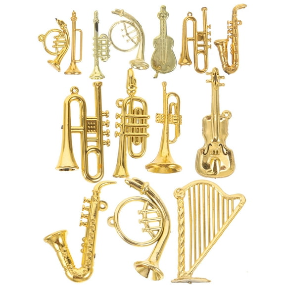 Milisten 14Pcs Mini Musical Instruments Ornaments Acrylic Christmas Tree Party Favors Set