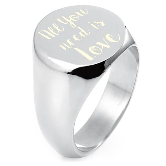 Sterling Silver All You Need Is Love Engraved Round Flat Top Polished Ring
