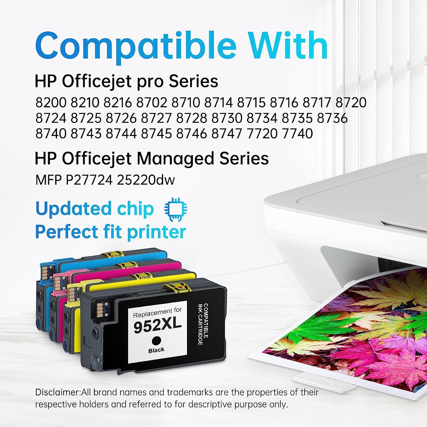 952XL Ink Cartridges Compatible for HP 952 Ink Cartridges Combo Pack (Black Cyan Magenta Yellow)