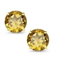 thumbnail image 2 of Gem Stone King 10K Yellow Gold Champagne Quartz Stud Earrings for Women Men (2.50 Cttw, Gemstone Birthstone, Round 7MM), 2 of 5