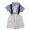 Blue, variant on DodoRuby Boys Summer Suit Short Sleeve Plaid Shirt Bib Shorts Two-piece Light Blue